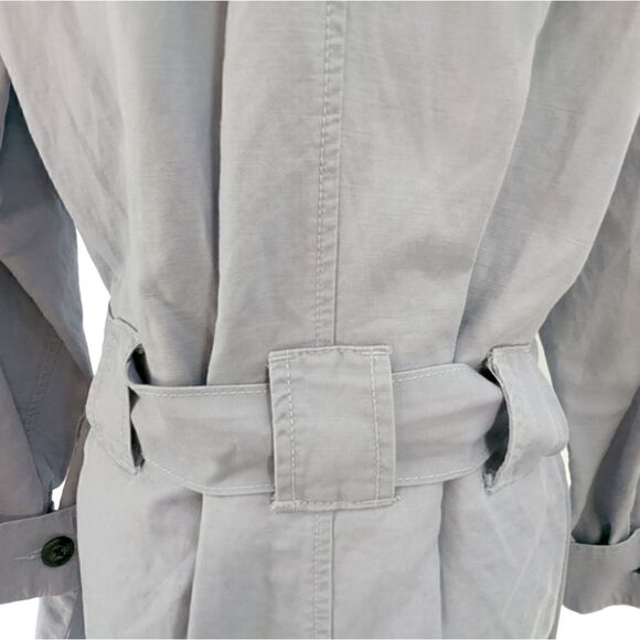 cabi linen & cotton trench style coat in periwinkle, lilac medium - Picture 6 of 16